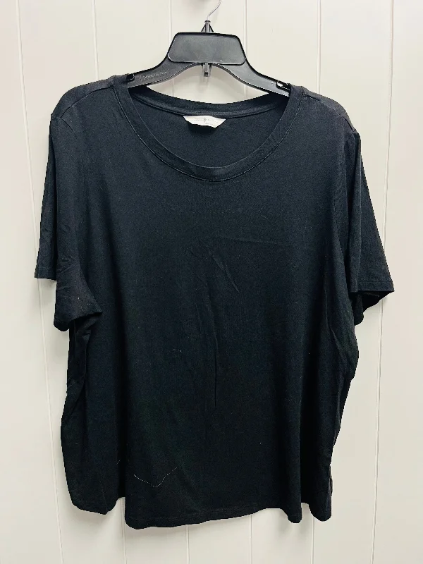 Versatile Comfort Wear Top Short Sleeve Basic By DAY DREAMS In Black, Size: 2x