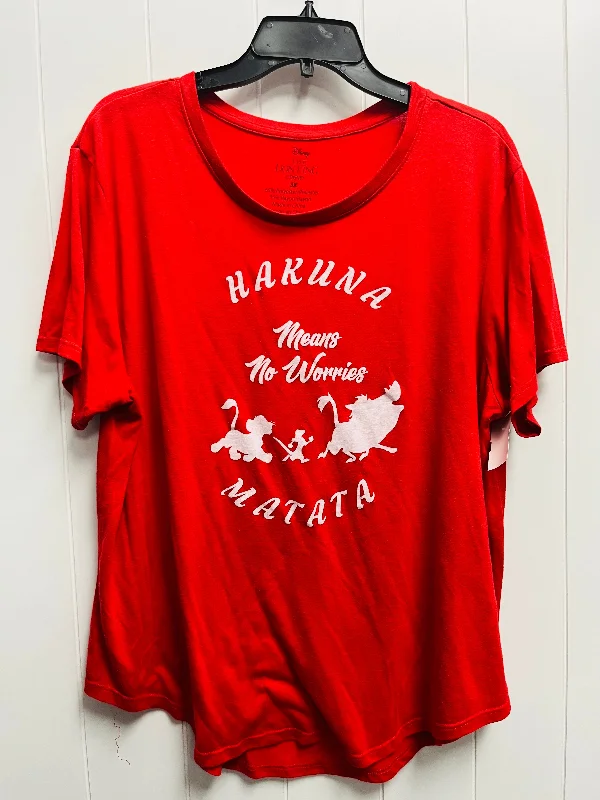 Noble Temperament Top Short Sleeve Basic By Disney Store In Red, Size: 3x