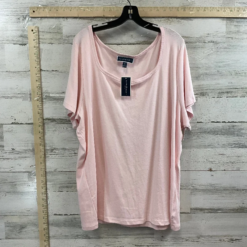Cozy Footwear Top Short Sleeve Basic By Karen Scott In Pink, Size: 3x