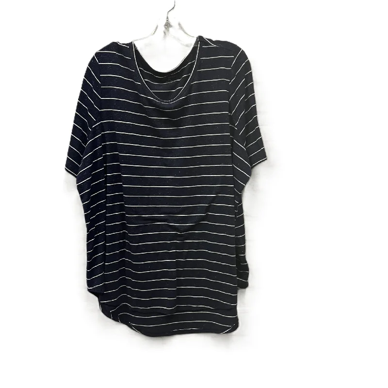 Easy Chic Wear Top Short Sleeve Basic By Lane Bryant In Blue & White, Size: 3x