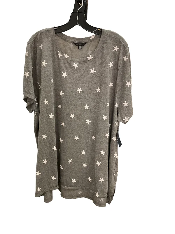Comfortable Tops Top Short Sleeve Basic By Lucky Brand In Grey, Size: 3x