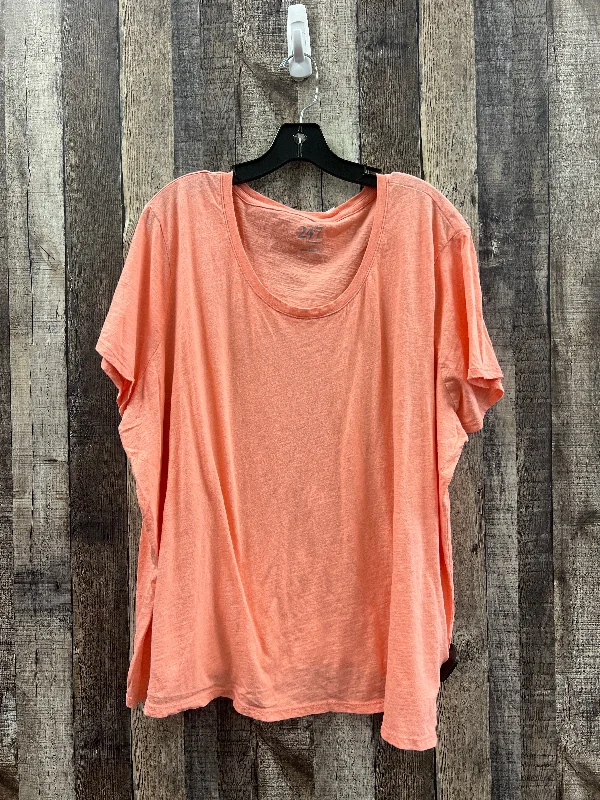 Exquisite Tailoring Top Short Sleeve Basic By Maurices In Peach, Size: 4x