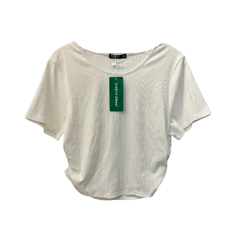 Sports Style Top Short Sleeve Basic By Shein In White, Size: 2x