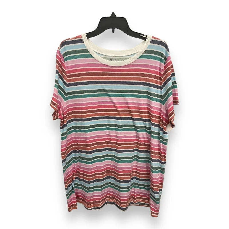 French Style Top Short Sleeve Basic By Torrid In Striped Pattern, Size: 2x