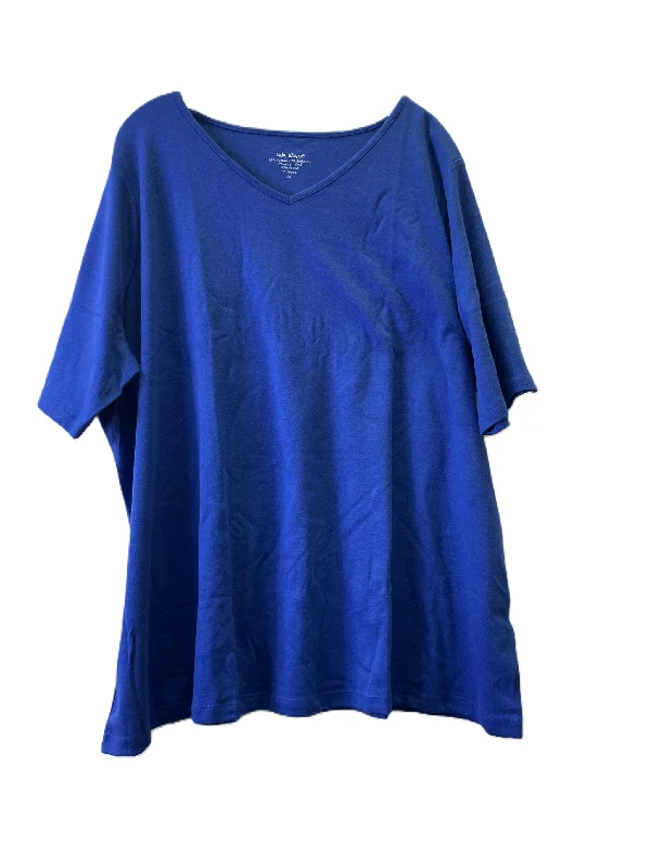 Warm Chic Outfits Top Short Sleeve Basic By VICKI WAYNE In Blue, Size: 3x