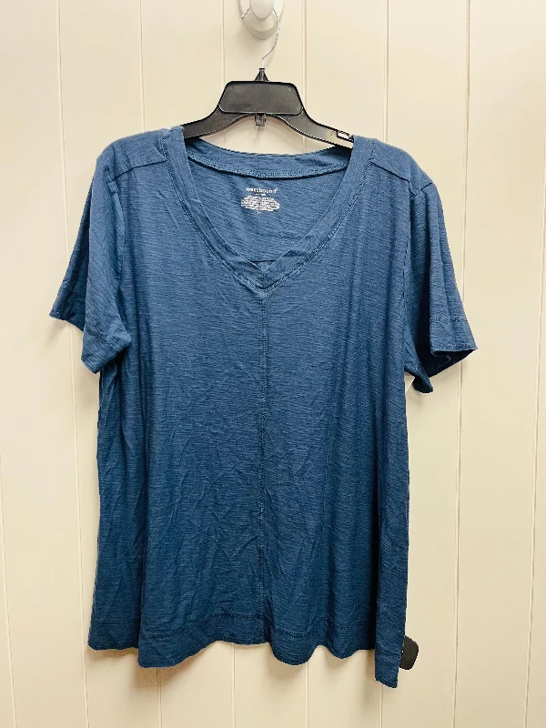 Fashion Touch Top Short Sleeve Basic By West Bound In Blue, Size: 1x