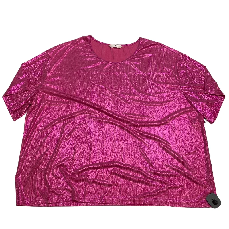 British Style Top Short Sleeve By Agnes Orinda In Pink, Size: 4x