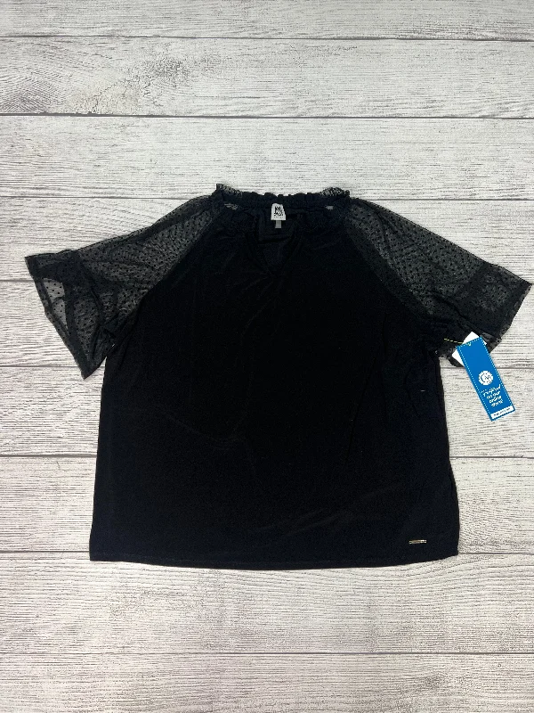 Classic Retro Top Short Sleeve By Anne Klein In Black, Size: 3x