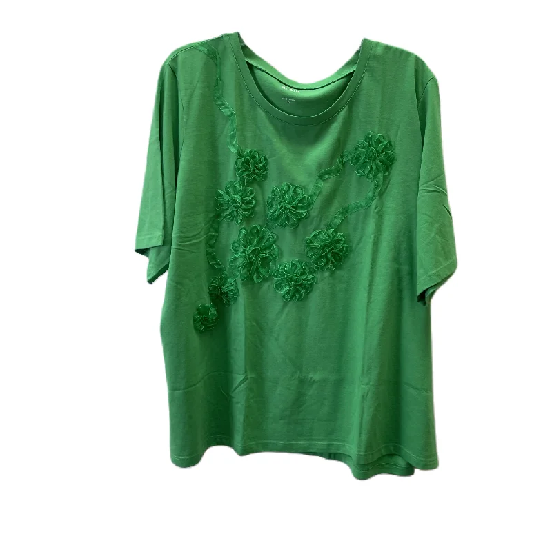 Soft Fabric Looks Top Short Sleeve By Blair In Green, Size: 3x