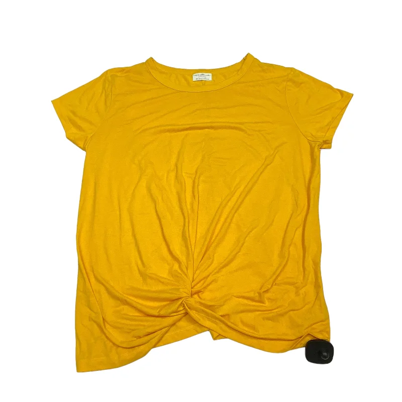 Fashionable Prints Top Short Sleeve By Bobbie Brooks In Yellow, Size: 2x
