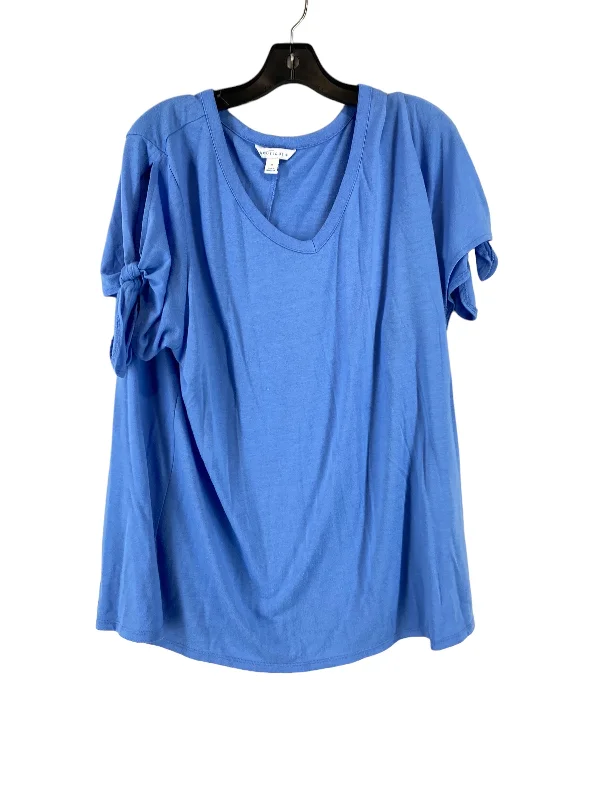 Short Design Top Short Sleeve By Boutique + In Blue, Size: 2x