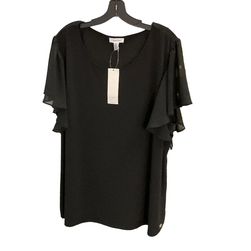 All-Day Outfits Top Short Sleeve By Calvin Klein O In Black, Size: 2x
