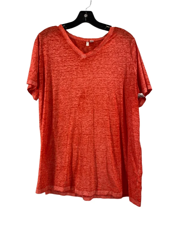 Stylish Comfort Top Short Sleeve By Cato In Orange, Size: 2x