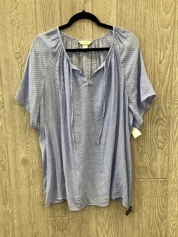 Classic Design Top Short Sleeve By Cj Banks In Blue, Size: 2x