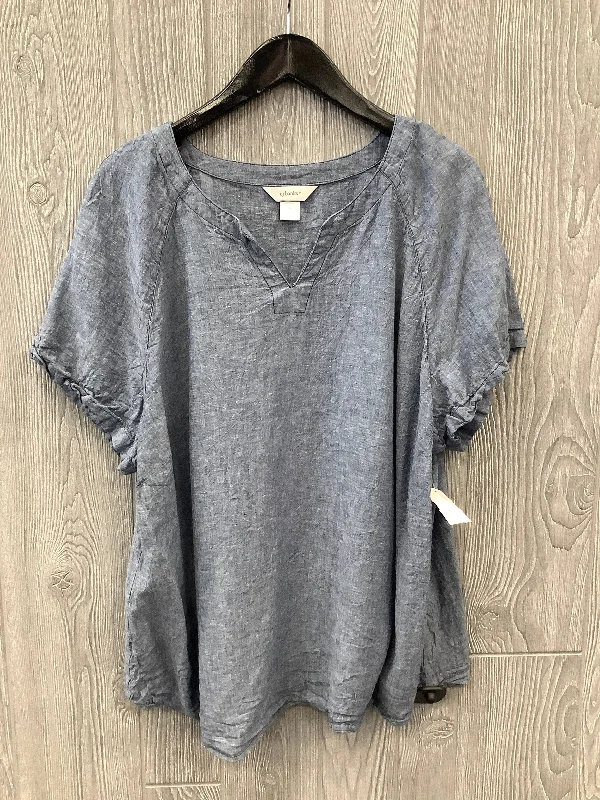 Versatile Wear Top Short Sleeve By Cj Banks In Blue, Size: 2x