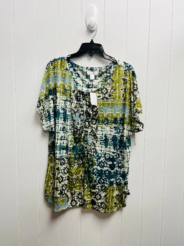 British Style Top Short Sleeve By Cj Banks In Green, Size: 1x