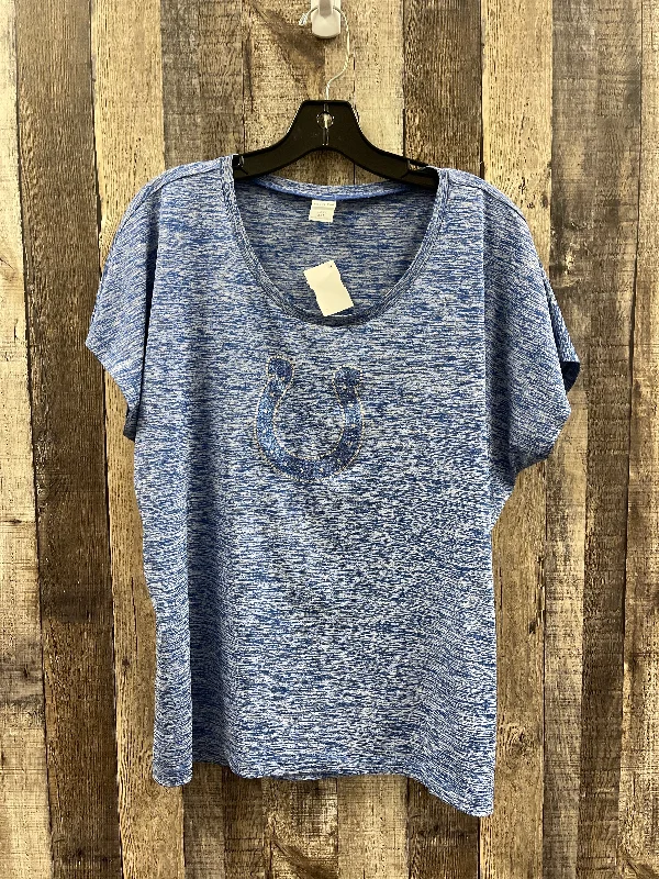 Minimal Style Top Short Sleeve By Cme In Blue, Size: 3x