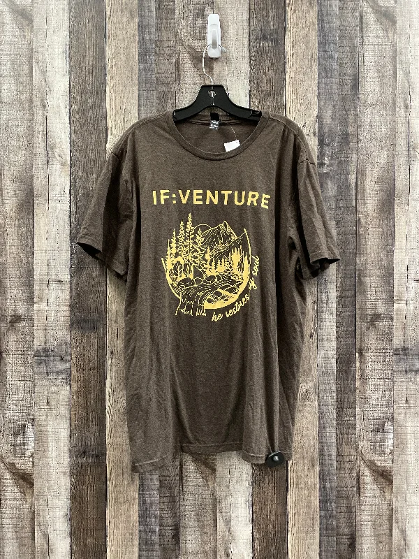 Classic Color Top Short Sleeve By Cme In Brown, Size: 2x