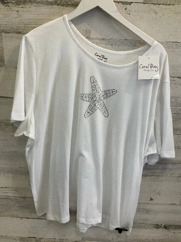 Comfy Pants Top Short Sleeve By Coral Bay In White, Size: 3x