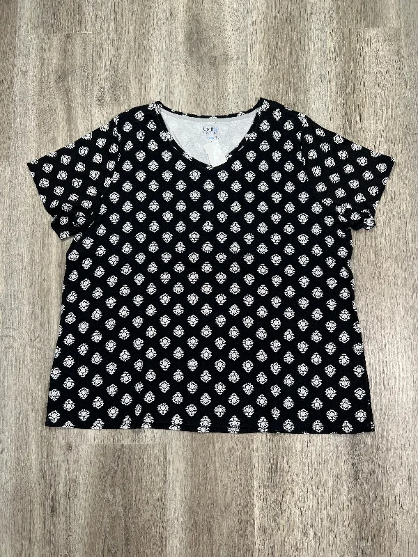 Versatile Casuals Top Short Sleeve By Croft And Barrow In Black & White, Size: 2x