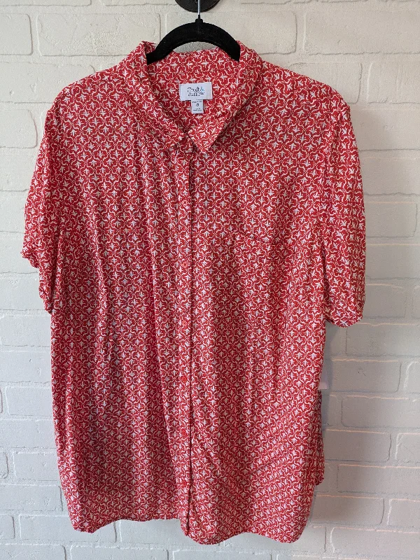 Simple Solid Color Top Short Sleeve By Croft And Barrow In Red & White, Size: 2x