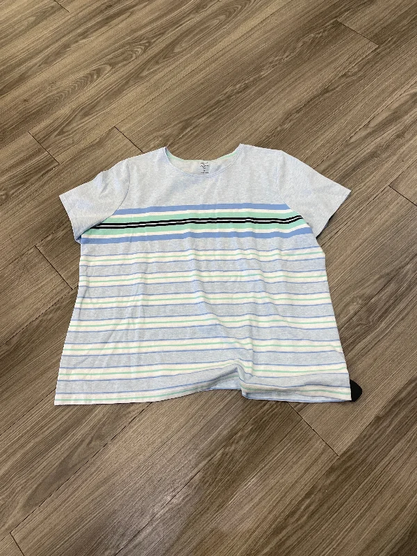 Soft Fabrics Top Short Sleeve By Croft And Barrow In Striped Pattern, Size: 3x