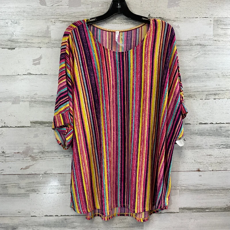Urban Comfort Top Short Sleeve By DEAR SCARLETT In Pink & Purple, Size: 3x