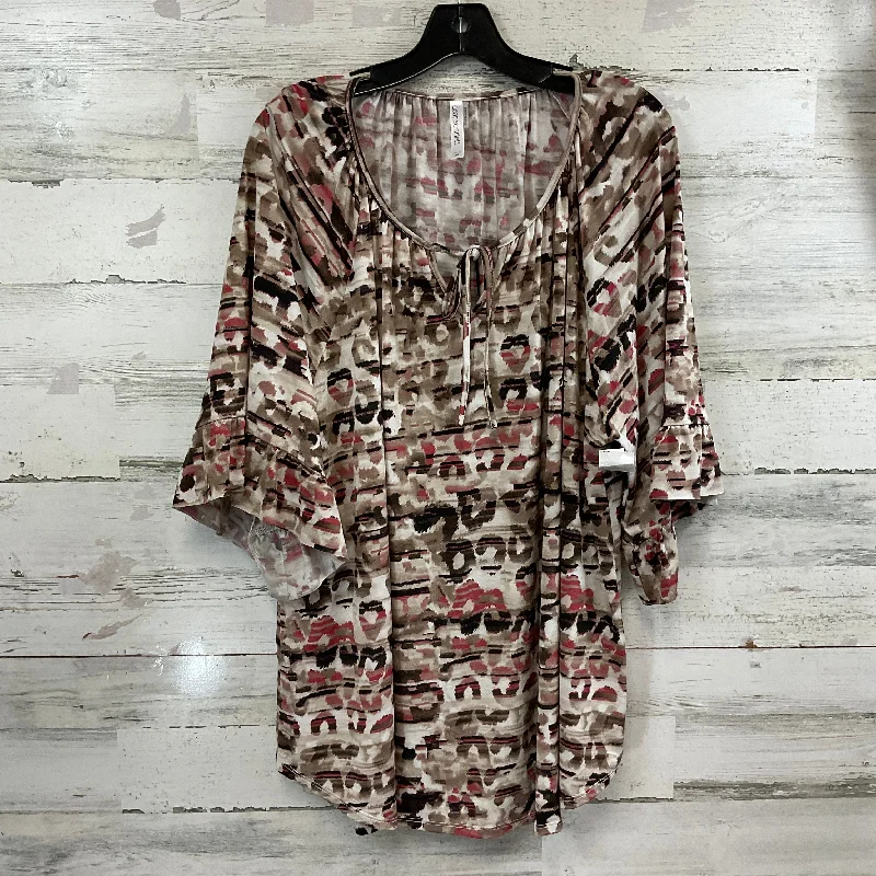 Cozy Footwear Top Short Sleeve By DEAR SCARLETT In Tan, Size: 3x