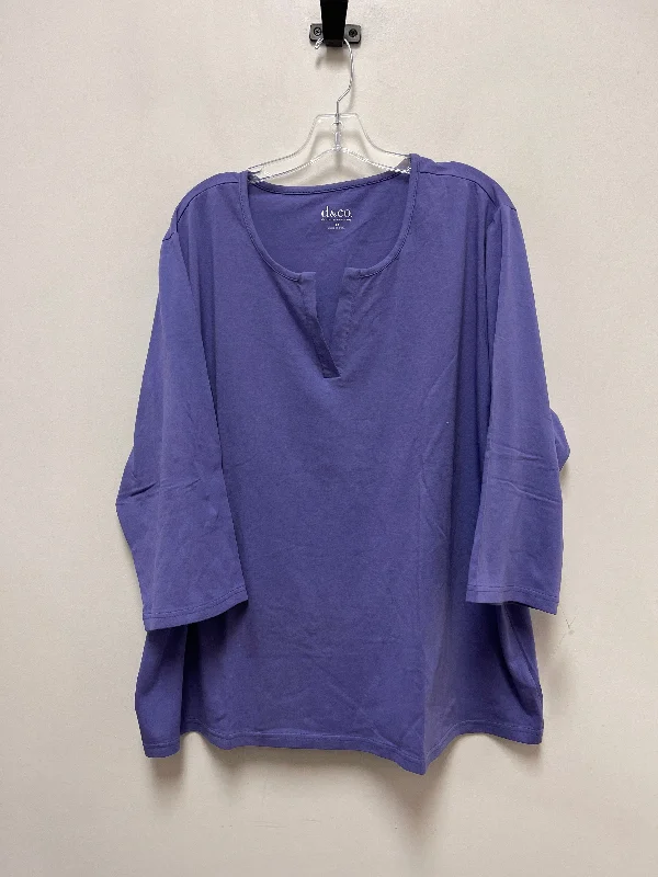 Luxury Classic Top Short Sleeve By Denim And Co Qvc In Purple, Size: 3x