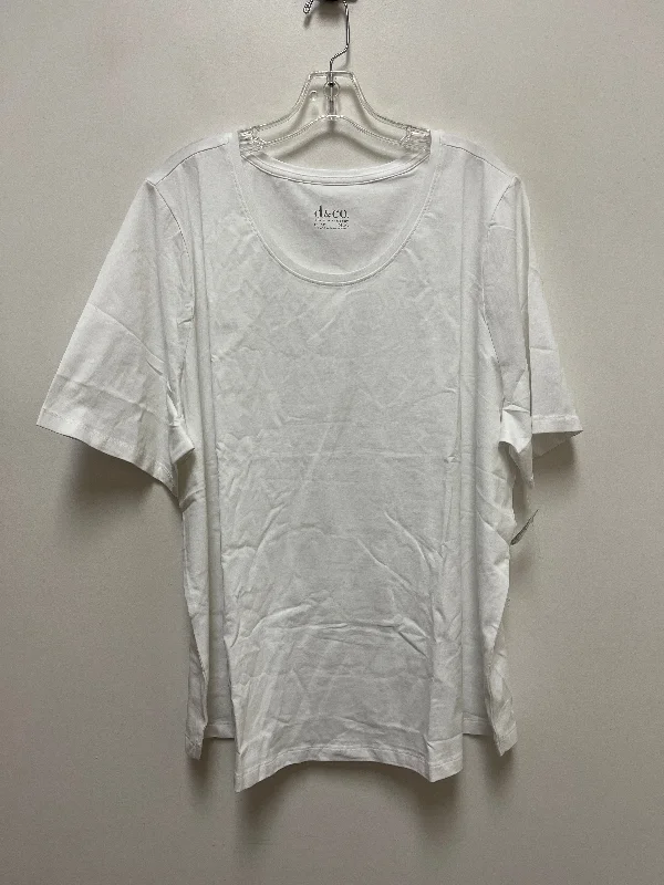 Relaxed Fit Top Short Sleeve By Denim And Co Qvc In White, Size: 3x
