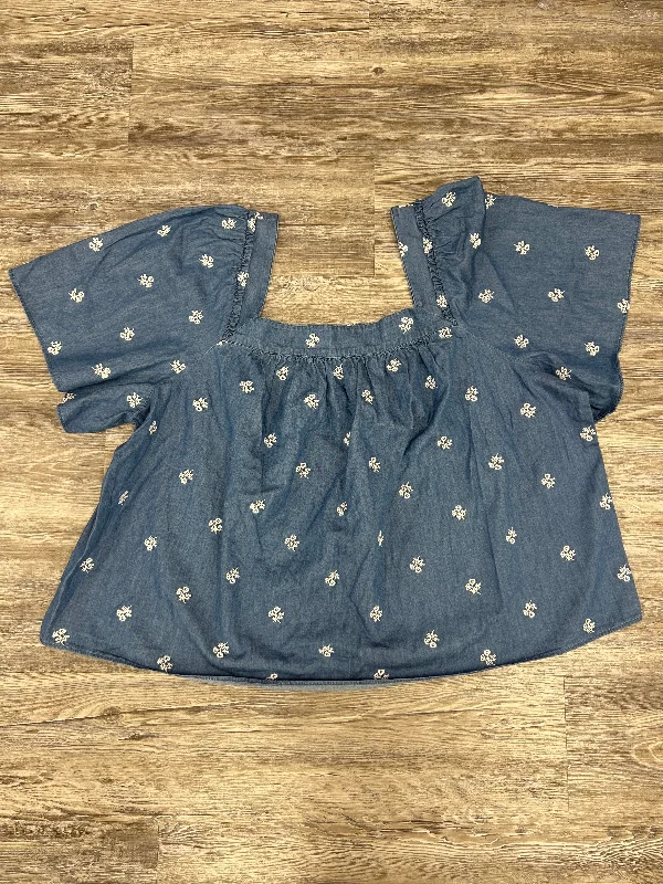 Comfortable Looks Top Short Sleeve By Draper James In Blue & White, Size: 2x