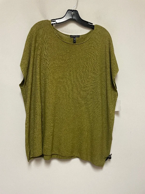 Noble And Elegant Top Short Sleeve By Eileen Fisher In Green, Size: 2x