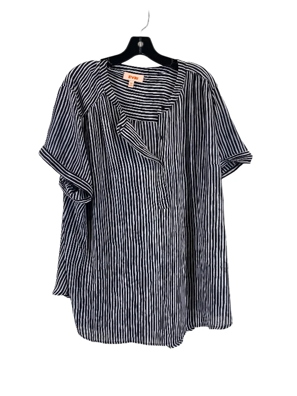 Knowledge And Elegance Top Short Sleeve By Evri In Black & White, Size: 3x