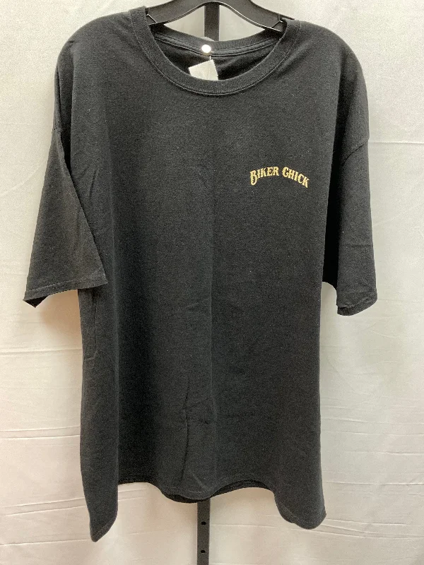 Fresh And Fashionable Top Short Sleeve By Hanes In Black & Cream, Size: 2x