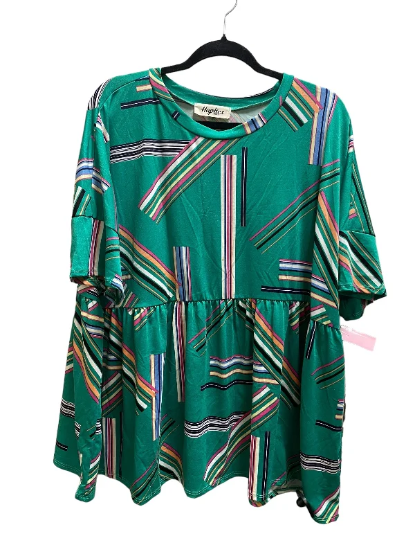 Mid-length Style Top Short Sleeve By Haptics In Green, Size: 2x