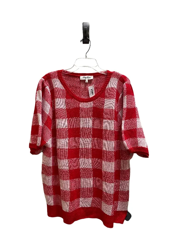 Stylish Ease Top Short Sleeve By Haptics In Red, Size: 1x