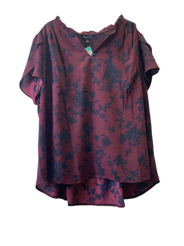 Single-shoulder Neck Design Top Short Sleeve By Hawthorn In Red, Size: 3x
