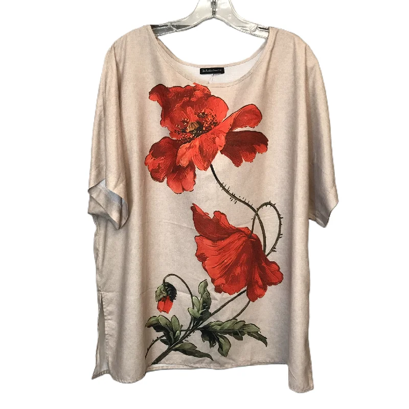 Warm Chic Top Short Sleeve By JustFashionNow  In Tan, Size: 2x