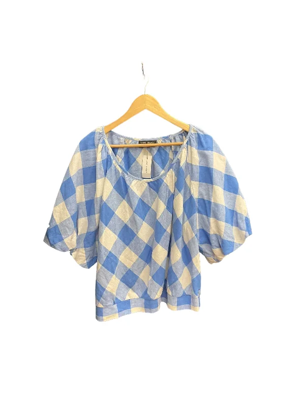 Easy Comfort Style Top Short Sleeve By Lane Bryant In Blue & White, Size: 2x