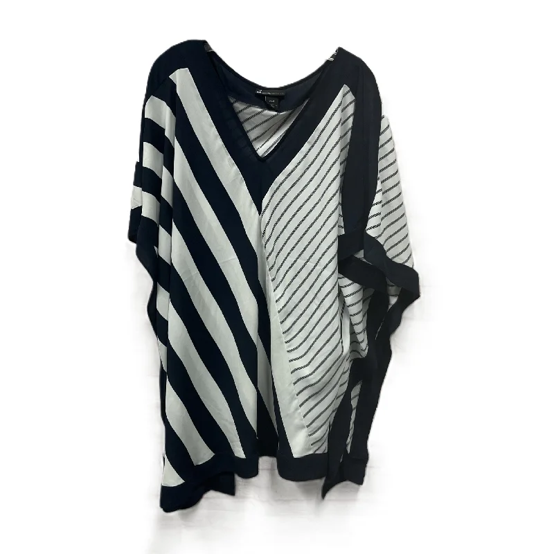 Sporty Wear Top Short Sleeve By Lane Bryant In Blue & White, Size: 4x