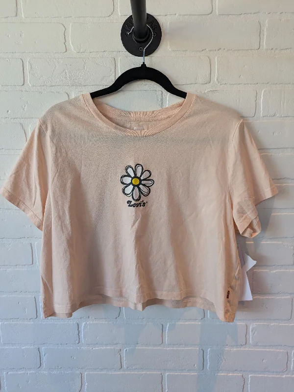 Cozy Street Style Top Short Sleeve By Levis In Peach, Size: Xl