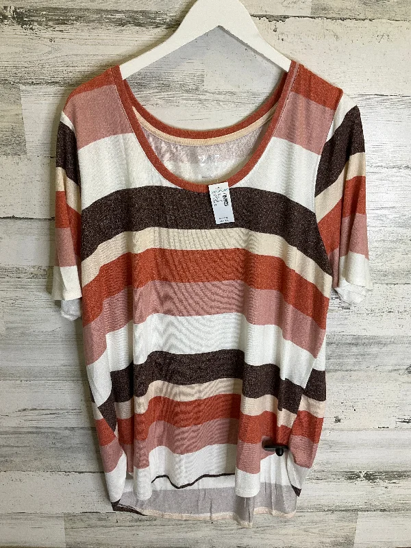 Versatile Style Top Short Sleeve By Maurices In Cream & Orange, Size: 2x