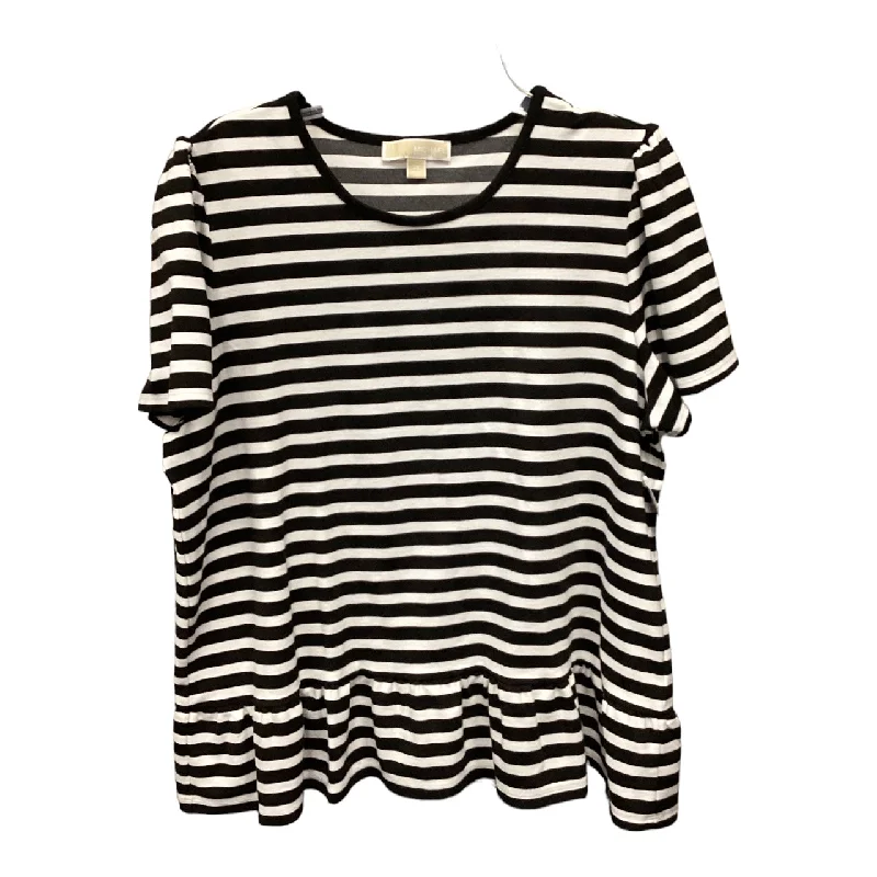 Unique Design Top Short Sleeve By Michael By Michael Kors In Striped Pattern, Size: 2x