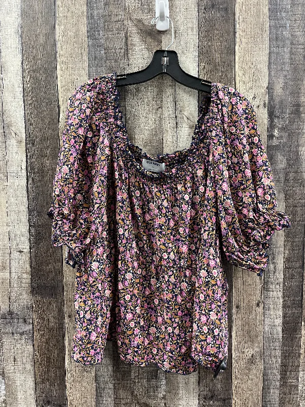 High-end Fashion Top Short Sleeve By Old Navy In Floral Print, Size: 2x