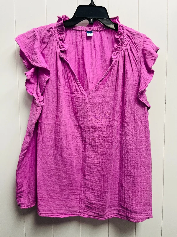 Windbreaker fashion Top Short Sleeve By Old Navy In Pink, Size: 2x