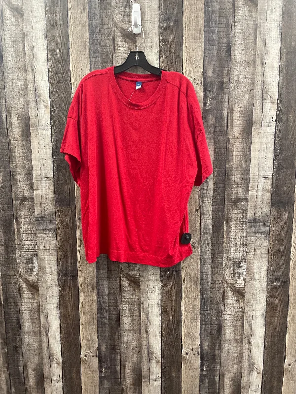 Comfortable Jeans Top Short Sleeve By Old Navy In Red, Size: 2x