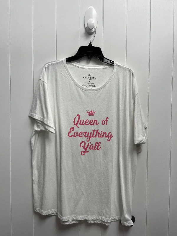 Versatile Comfort Top Short Sleeve By paula deen In Pink & White, Size: 2x