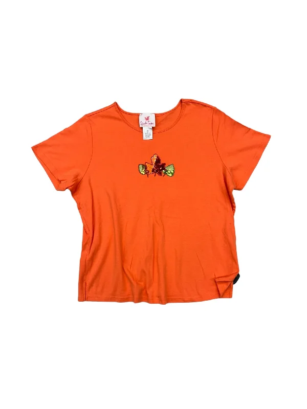 American Style Top Short Sleeve By Quaker Factory In Orange, Size: 2x