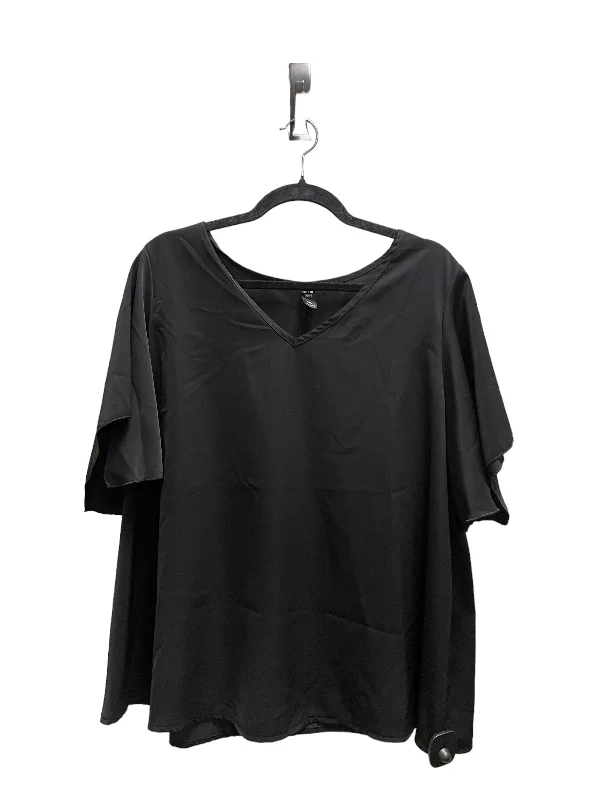 Celebrity Style Top Short Sleeve By Shein In Black, Size: 1x