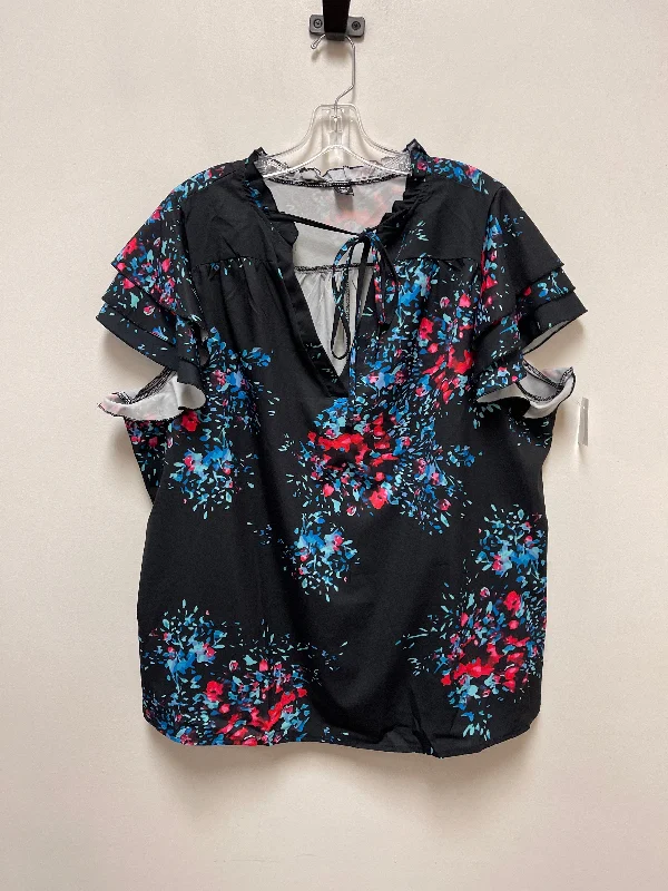 Noble Temperament Top Short Sleeve By Shein In Black, Size: 3x